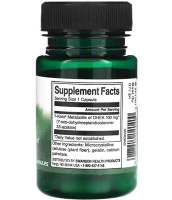 7-Keto DHEA 100mg, 30 cápsulas, Swanson