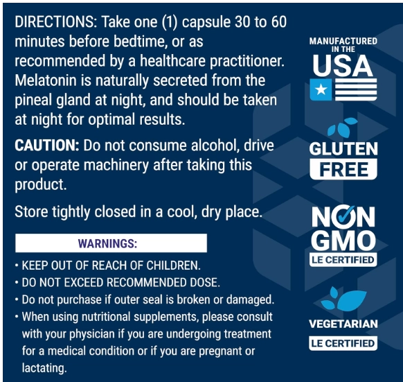 Melatonina 500mcg, 200 Cápsulas, Life Extension
