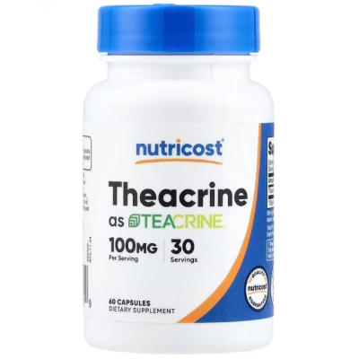 Theacrine as Teacrine 100mg, Para Energia, Disposição e Desempenho, 60 Cápsulas, Nutricost