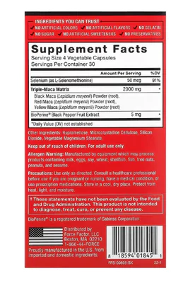Maca Max, 2.000mg, 120 Cápsulas, Force Factor