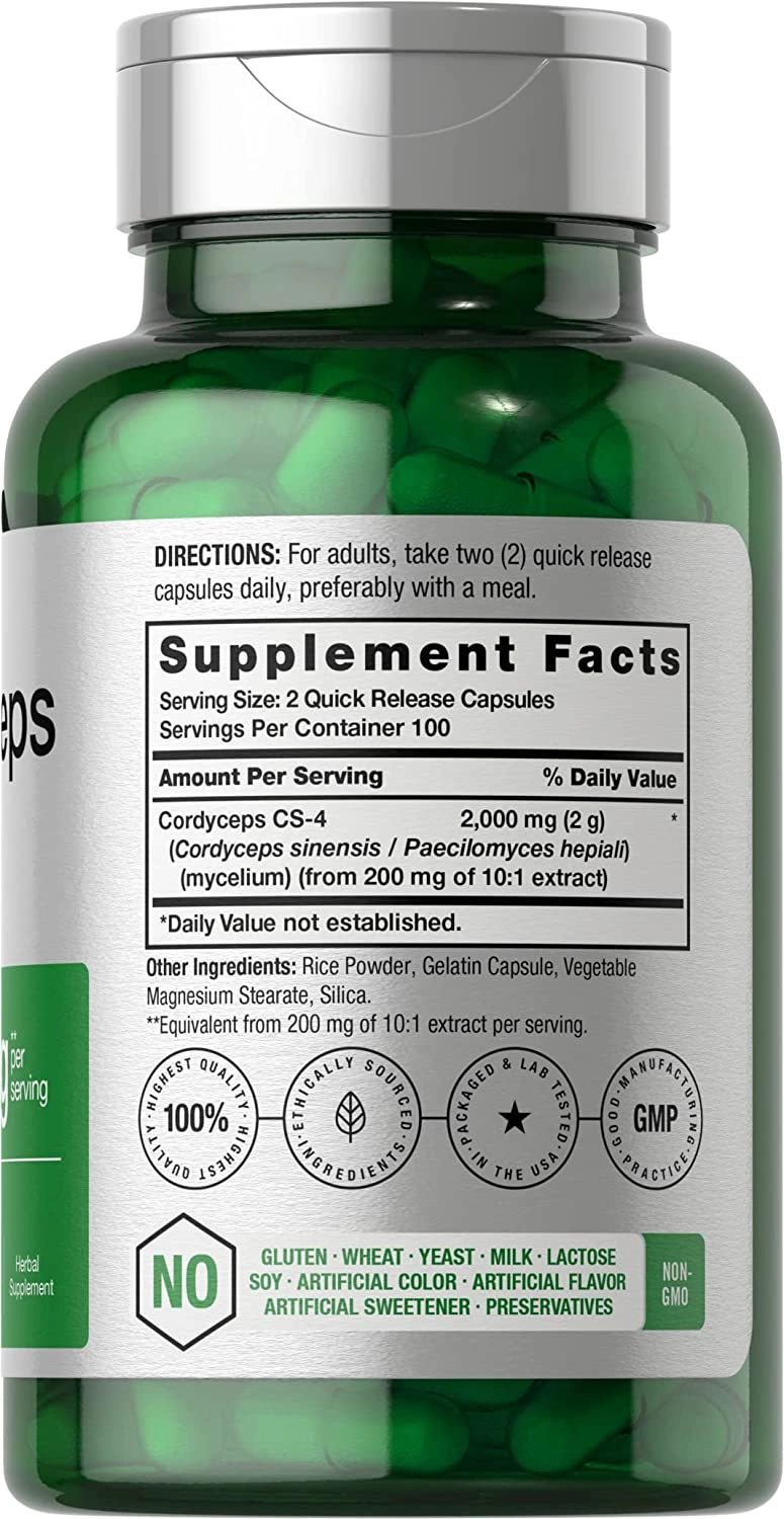 Cordyceps, 2000mg, 200 Cápsulas, Horbaach