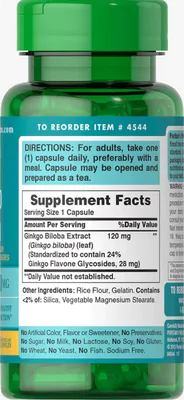 Ginkgo Biloba, 120mg, 100 Cápsulas, Puritan's Pride