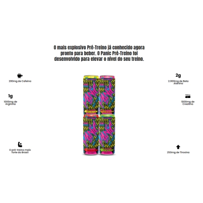 Pré Treino Panic Drink, Sabores 3 Unidades 355ml Cada, Adaptogen