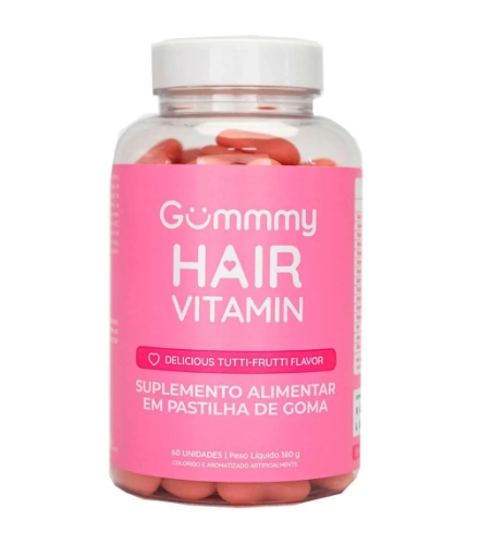 Gummy Hair, Cabelo, pele e unha, 60 Gomas Sabor Tutti-Frutti, 180g