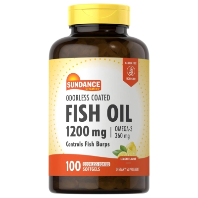 Fish Oil (Ômega-3), 1200mg, 100 Softgels, Sabor Limão, Sundance