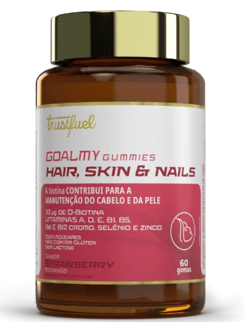 Hair Skin Nails, Cabelos, Pele e Unhas Com Biotina, 60 Gomas Sabor Strawberry, Trustfuel