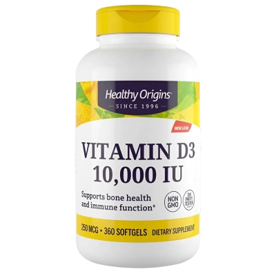 Vitamina D3, 10,000 IU, 360 Cápsulas - Healthy Origins