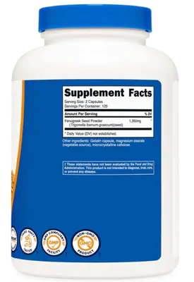 Fenugreek, Feno Grego 1350mg, 240 Cápsulas, Nutricost