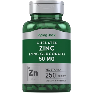 Zinco Gluconato Quelatado 50mg, 250 Comprimidos, Piping Rock