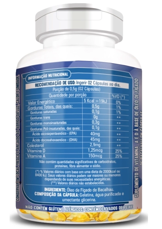 Óleo de Fígado de Bacalhau, 250 mg, 60 Cápsulas, Flora Nativa