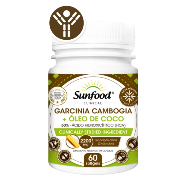 Garcínia Cambogia + Óleo de Coco, 2200mg, 60 Cápsulas, Sunfood