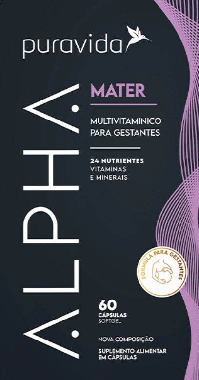 Alpha Mater, Multivitamínico para Gestantes, 60 Cápsulas, Puravida