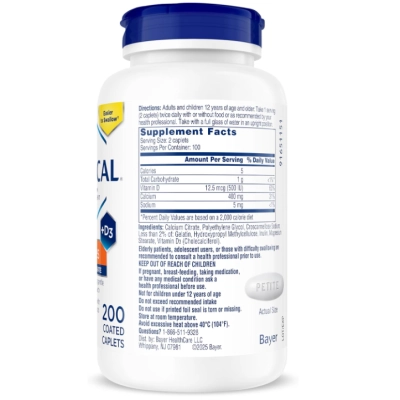 Citracal Cálcio 1200 mg com Vitamina D3 e Magnésio, Suporte à Saúde Óssea, 185 Cápsulas, Bayer