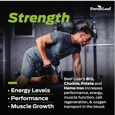 Grass Fed &amp; Pasture Raised 3000mg, Beef Liver, 180 Cápsulas, ForestLeaf