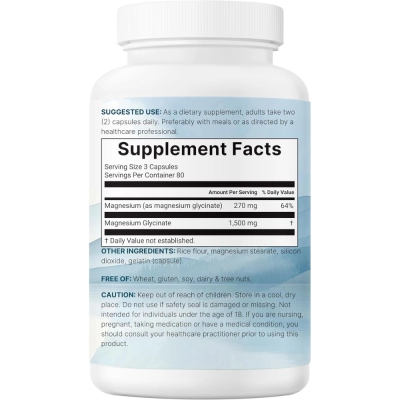 Triple Strength Magnesium Glycinate, 1500mg, 240 Cápsulas, Micro Ingredients