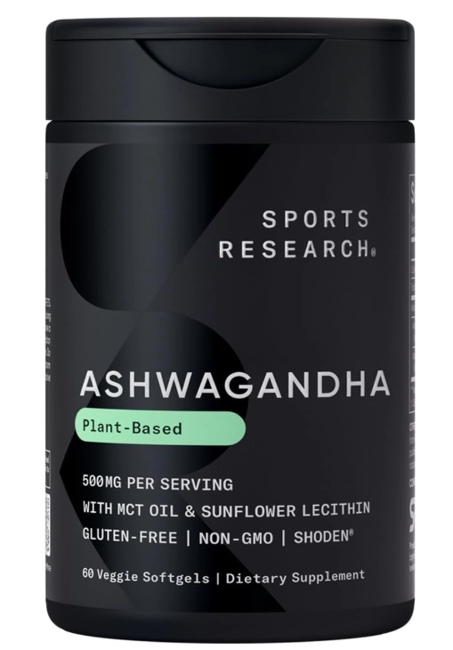 Ashwagandha 500mg, com Óleo MCT de Coco, 60 Cápsulas, Sports Research