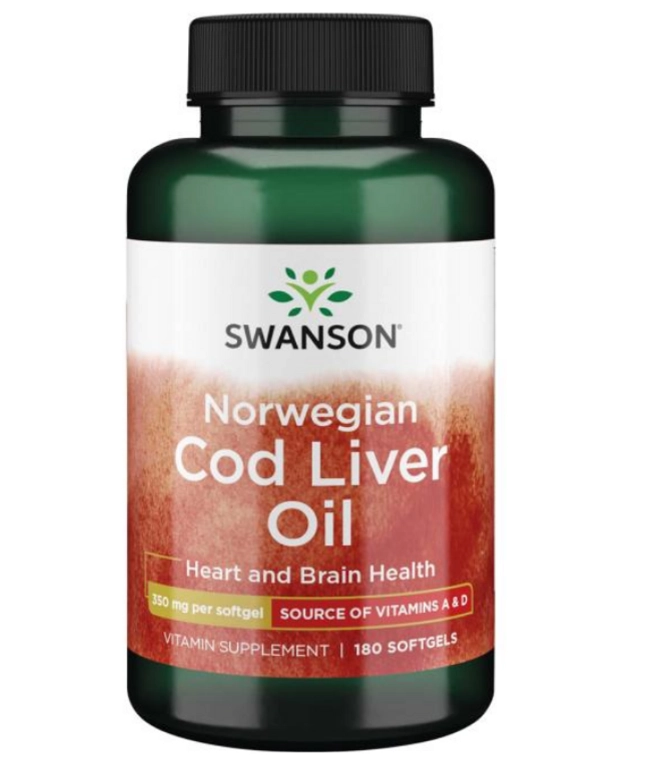 Cod Liver Oil, Óleo de Fígado de Bacalhau, 350mg, 180 Softgels, Swanson
