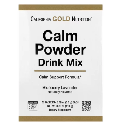 Calm Powder Drink Mix, Bebida em Pó com Potássio e  AminoCalm, L-Triptofano e L-Teanina, 20 Sachês, California Gold Nutr