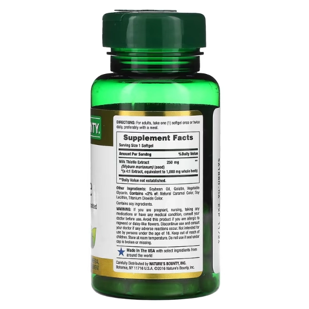 Milk Thistle, 1000mg, 50 Cápsulas, Nature's Bounty