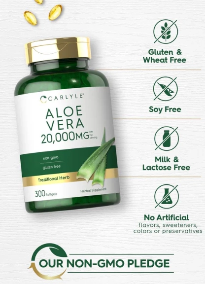Aloe Vera 20.000mg, 300 Cápsulas, Carlyle