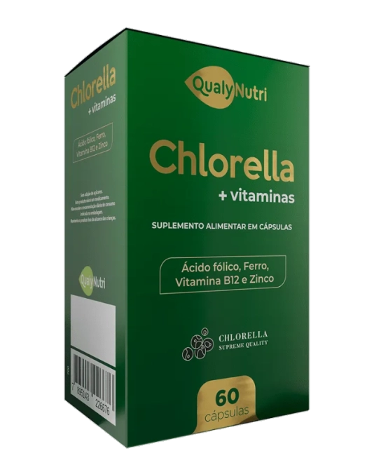 Chlorella 500mg, com Vitamina C, 60 Cápsulas, Qualynutri
