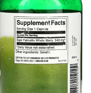 Saw Palmetto, 540mg, 100 Cápsulas, Swanson
