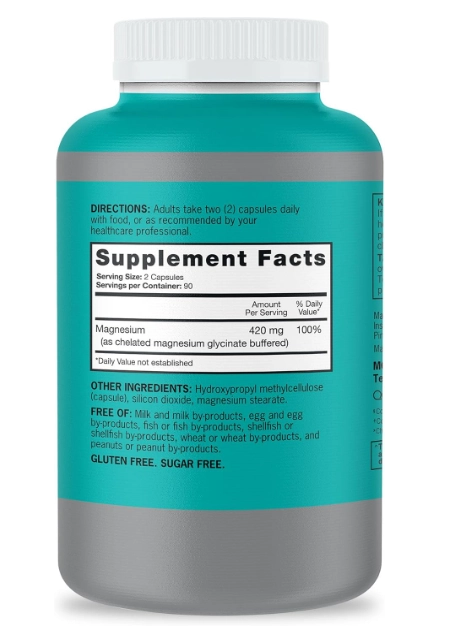 Magnésio 420mg, 100% DV, Saúde óssea e Muscular, 180 Cápsulas, Qunol