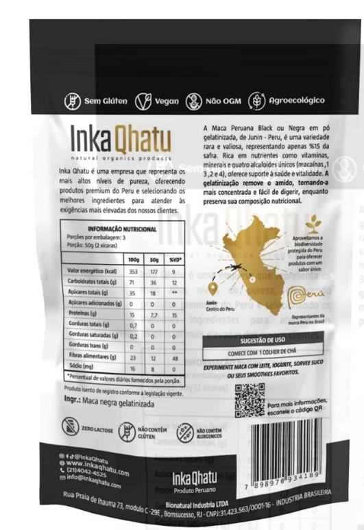 Maca Peruana Black Gelatinizada, 150g, Inka Qhatu