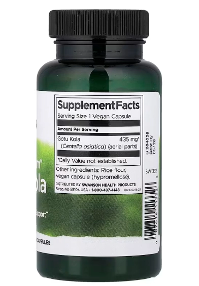 Gotu Kola Full Spectrum 435mg, 60 Cápsulas, Swanson
