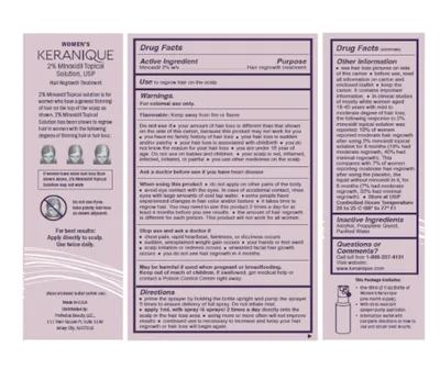 Tratamento para Crescimento Capilar Feminino, 2% Minoxidil,60ml com Spray de Precisão, Keranique