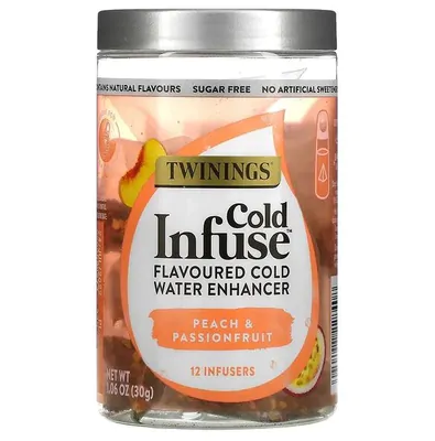 Chá Infusão Fria, Sabor Pêssego & Maracujá, 12 infusores, 30g Twinings
