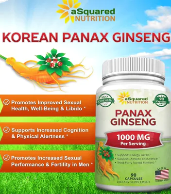 Red Korean Panax Ginseng 1000mg, 90 Cápsulas, aSquared Nutrition