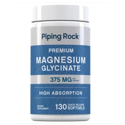 Magnésio Glycinate 375mg, 130 Cápsulas, PipingRock