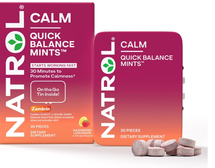 Quick Balance Calm Mints, Calma e Alívio do estresse , 30 Pastilhas, Natrol