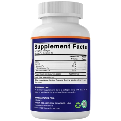  Óleo de Semente de Abóbora, 2000mg, 180 Softgels, Vitamatic