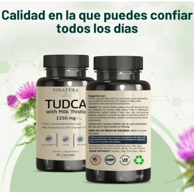 TUDCA  1250mg, Suporte Hepático, 90 Cápsulas, Vinatura