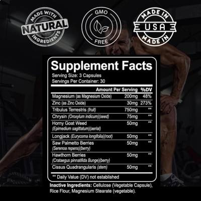 Ultra Testosterone, Suporte Hormonal Masculino, Energia e Performance Física, 90 Cápsulas, Kaya