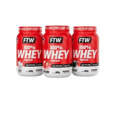 100% Whey Protein com 20g de Proteína, 900g Sabores, FTW