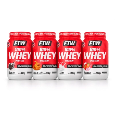 100% Whey Protein com  20g de Proteína, 900g  Sabores, FTW