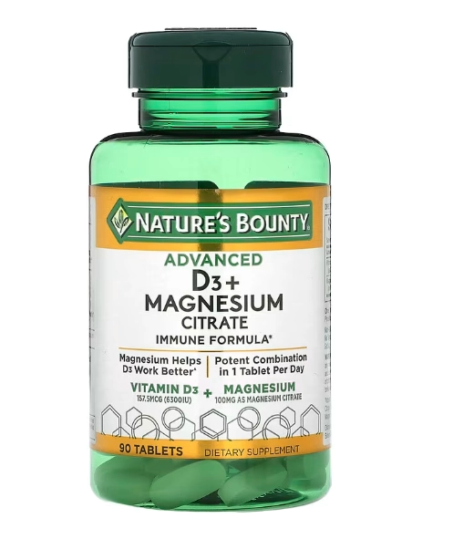 Advanced D3 + Citrato de Magnésio, 90 Comprimidos, Nature's Bounty
