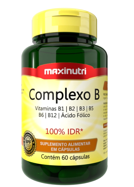 Complexo B 100% IDR, 60 Cápsulas, Maxinutri
