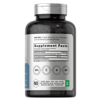 Colina + Inositol, 1000mg, Saúde Cognitiva e Metabolismo, 200 Cápsulas, Horbaach