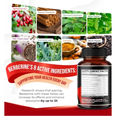 Berberina 8 em 1 com Canela do Ceilão, Cardo Mariano, Açafrão e Moreia Bitter, 150 Cápsula, Aumeto