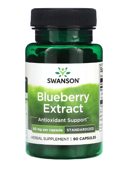 Extrato de Mirtilo, Blueberry, Padronizado, 60 mg, 90 Cápsulas, Swanson