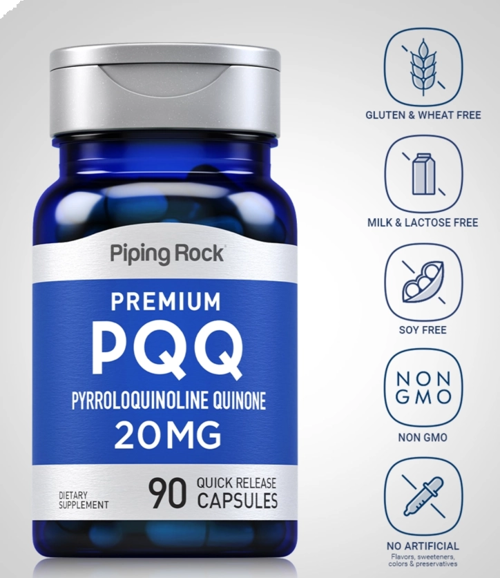 PQQ Pirroloquinolina Quinona 20mg, 90 Cápsulas, PipingRock