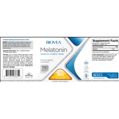 Melatonina 3mg, 180 Cápsulas, Biovea