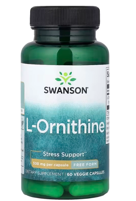 L-Ornitina 500mg Forma Livre, 60 Cápsulas, Swanson