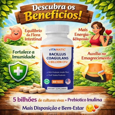 Bacillus Coagulans, 5 Billion CFU, 60 Cápsulas, Vitamatic