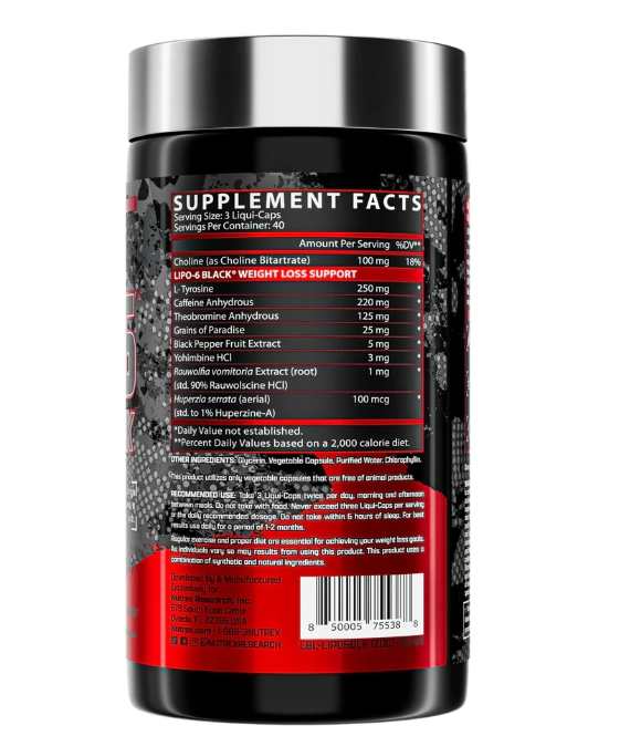 Lipo 6 Black, Emagrecedor Ultra Concentrado, 120 Cápsulas, Nutrex