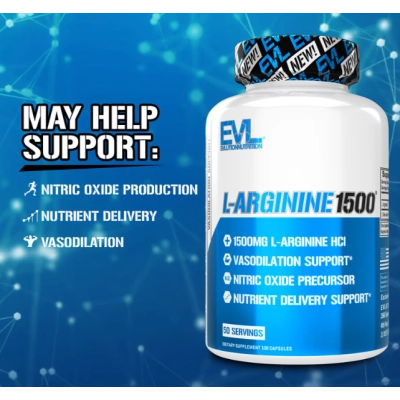 L-Arginine 1500, 100 Cápsulas, EVLution Nutrition